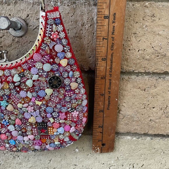 LaViola 90’s  Y2K beaded bedazzled jeweled crossbody handbag purse - Picture 9 of 10